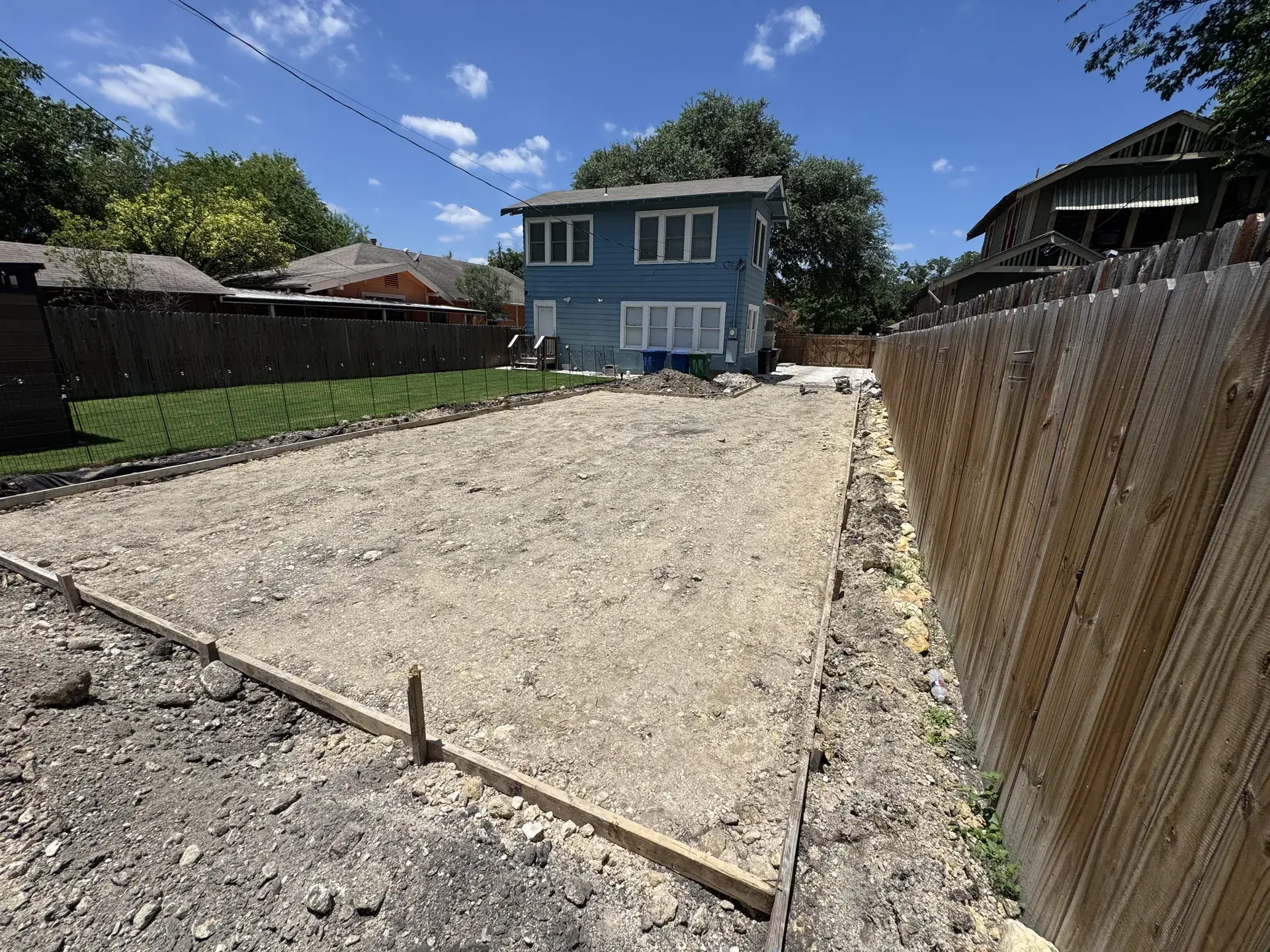 Driveway pad graded and formed in San Antonio after the old concrete was removed