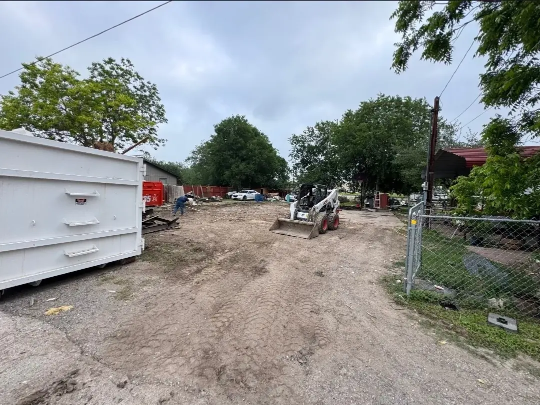 Lot cleanup finished by the Five Star Trucking skid steer in San Antonio, TX
